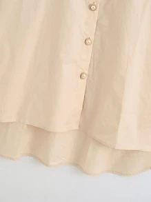 SHEIN Privé Camisa irregular con botón con perla - Albaricoque - Ver 3