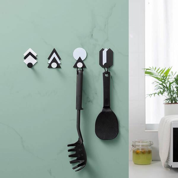 

1pc Iron Wall Hook, Black and white