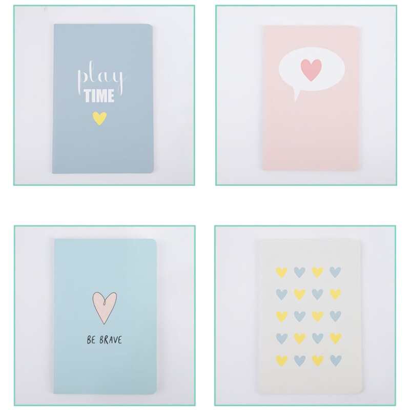 

1pack Heart Print Cover Random Notebook, Multicolor