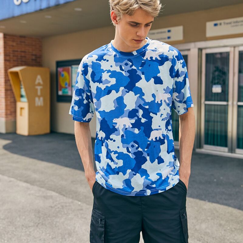 

Guys Camo Print Tee, Blue