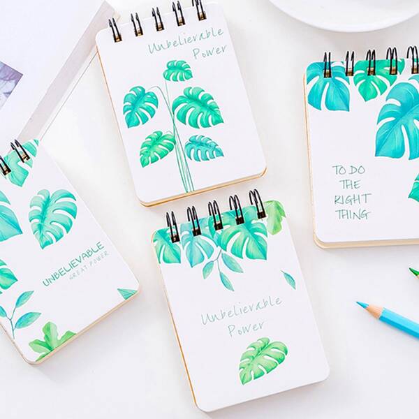 

5pcs Plant Pattern Cover Notebook, Multicolor
