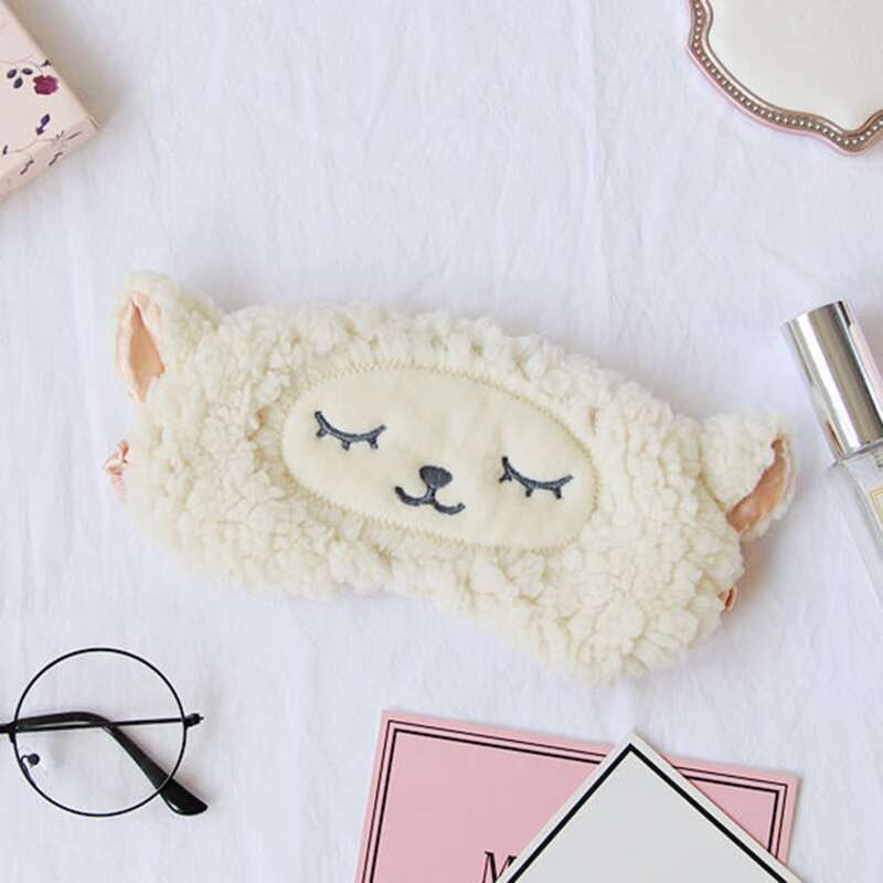 

1pc Sheep Design Plush Eye Cover, Beige