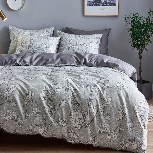 

Flower Print Bedding Set Without Filler, Multicolor