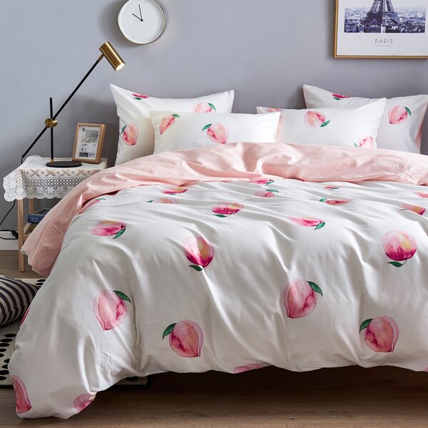

Peach Print Bedding Set Without Filler, Multicolor
