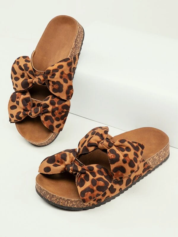 leopard print cork sandals