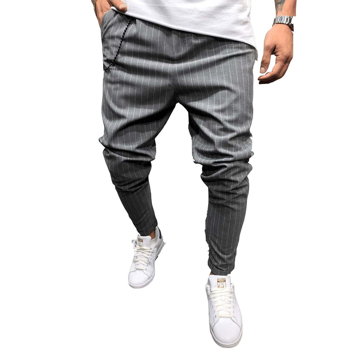 

Guys Vertical Striped Slant Pocket Pants, Grey
