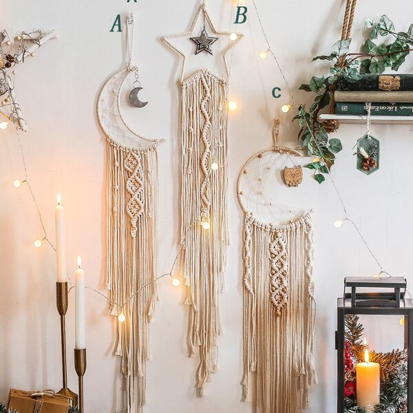 

1pc Rope Braided Tassel Wall Decor, Beige