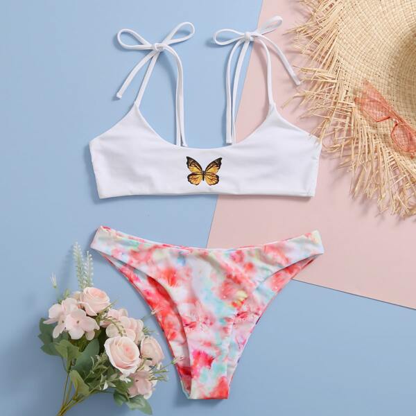 

Butterfly & Tie Dye Bikini Swimsuit, Multicolor