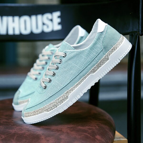 

Men Canvas Lace-up Front Wide Fit Sneakers, Blue
