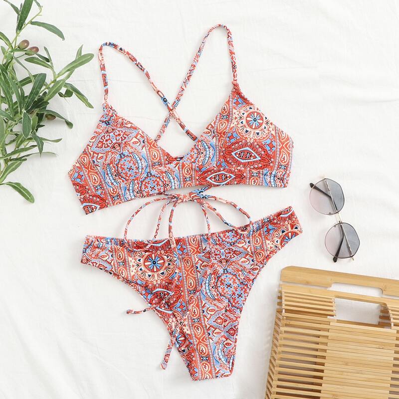 

Tribal Print Bikini Swimsuit, Multicolor