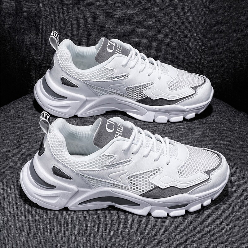 

Lace-up Front Mesh Panel Sneakers, White