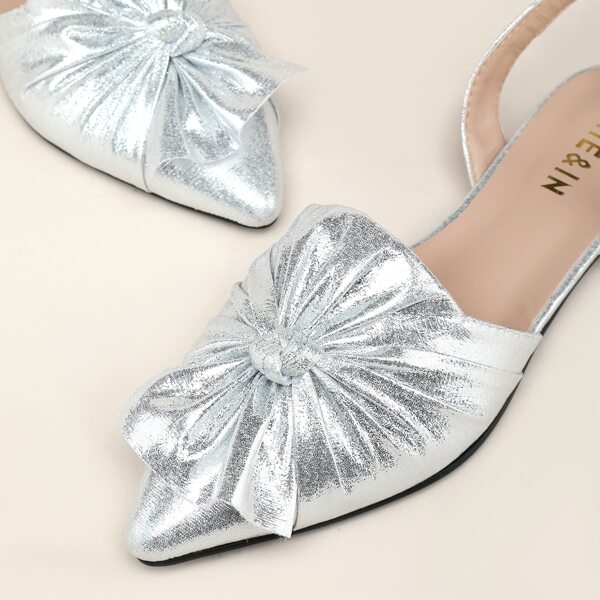

Knot Front Slingback Flats, Silver