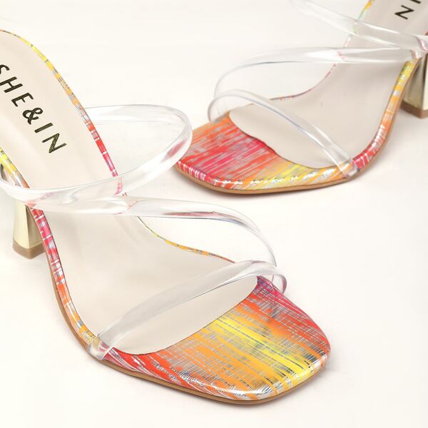 

Clear Stiletto Heeled Mules