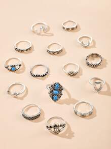 15入組花朵設計戒指