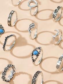 15入組花朵設計戒指