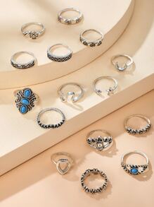 15入組花朵設計戒指