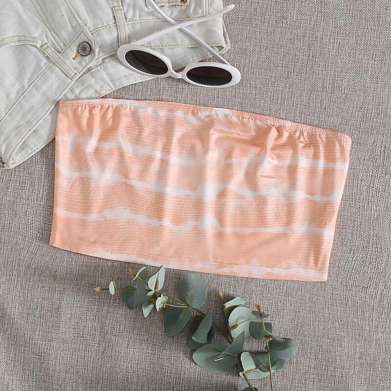 

Tie Dye Tube Top, Coral orange