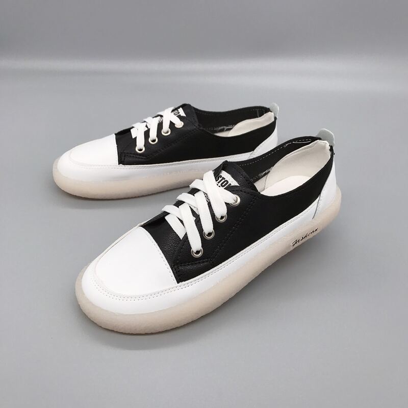 

Lace-up Front Sneakers, Black and white