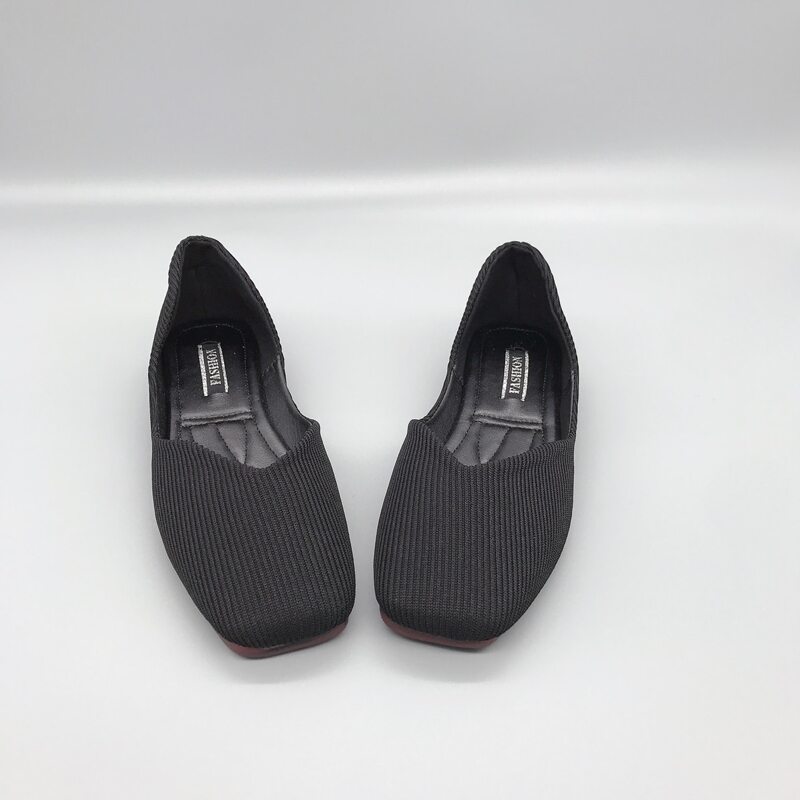 

Solid Square Toe Flats, Black