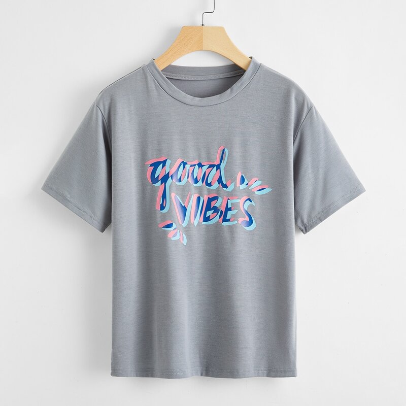 

Slogan Graphic Tee, Light grey