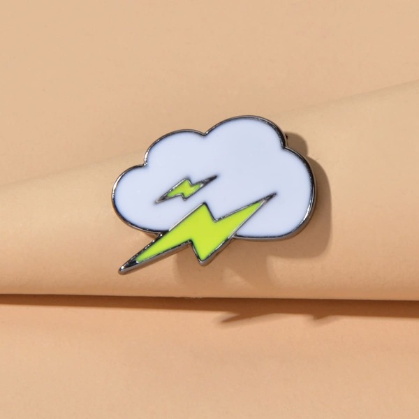 

Cloud Lightning Shaped Brooch, White
