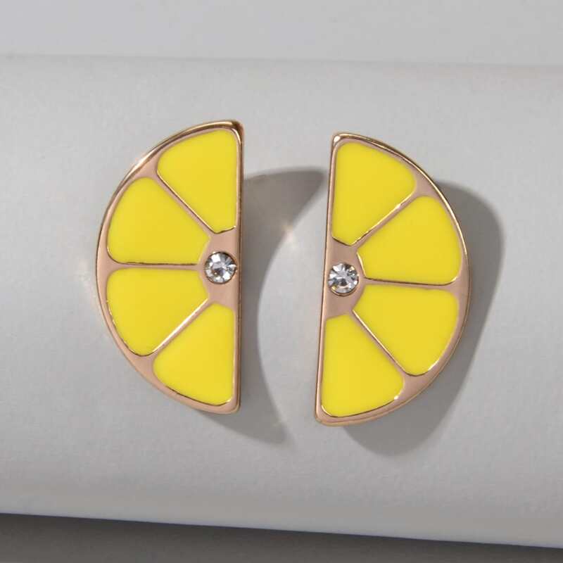 Orange Design Stud Earrings, Yellow