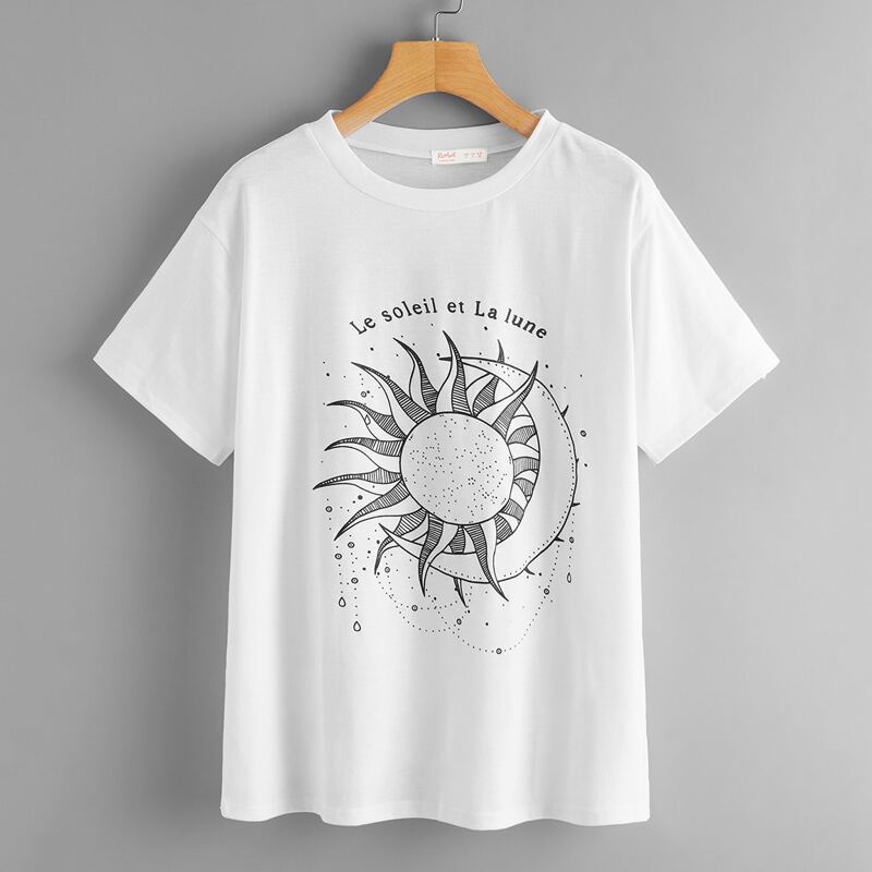 

Sun & Moon Graphic Tee, White