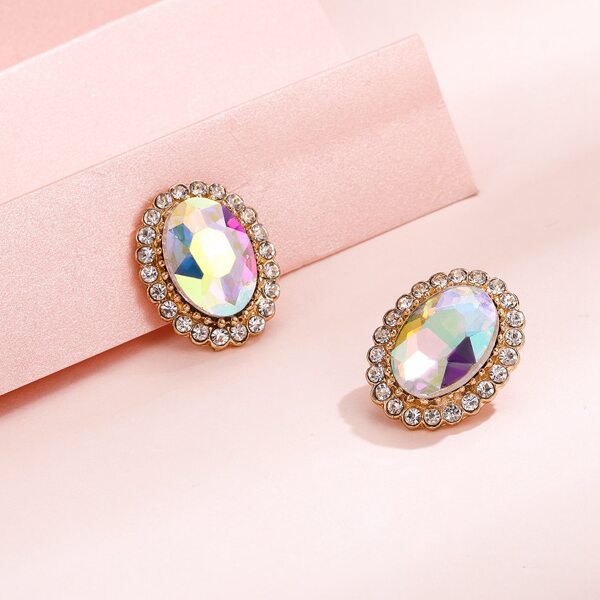 

Rhinestone Stud Earrings, Gold