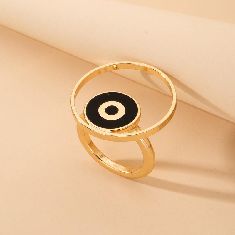 

Guys Hollow Out Round Ring, Gold