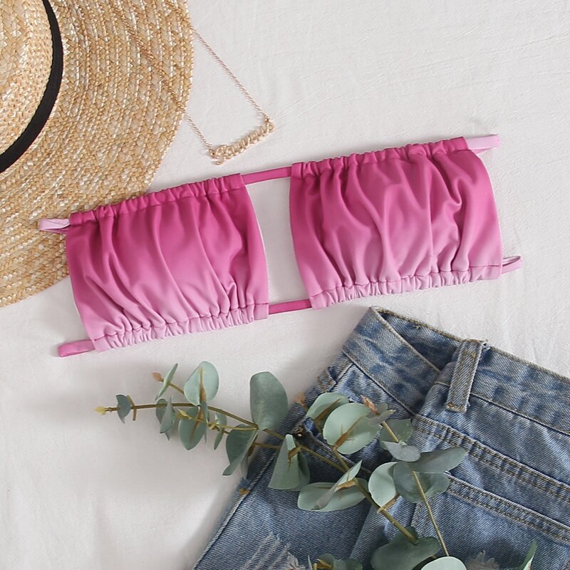 

Ombre Bandeau Bikini Top, Hot pink