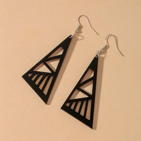 

Hollow Out Triangle Drop Earrings, Black