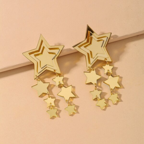 

Star Charm Drop Earrings, Gold