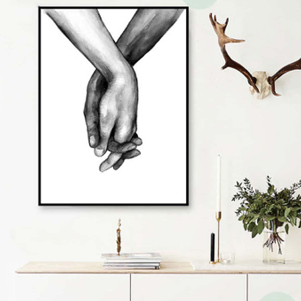 

1pc Hand Wall Print Without Frame, Black