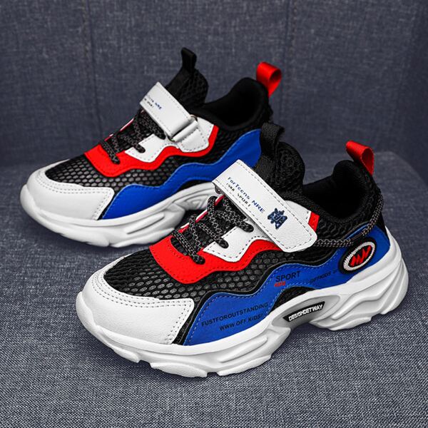 

Boys Lace-up Front Velcro Strap Sneakers, Navy blue