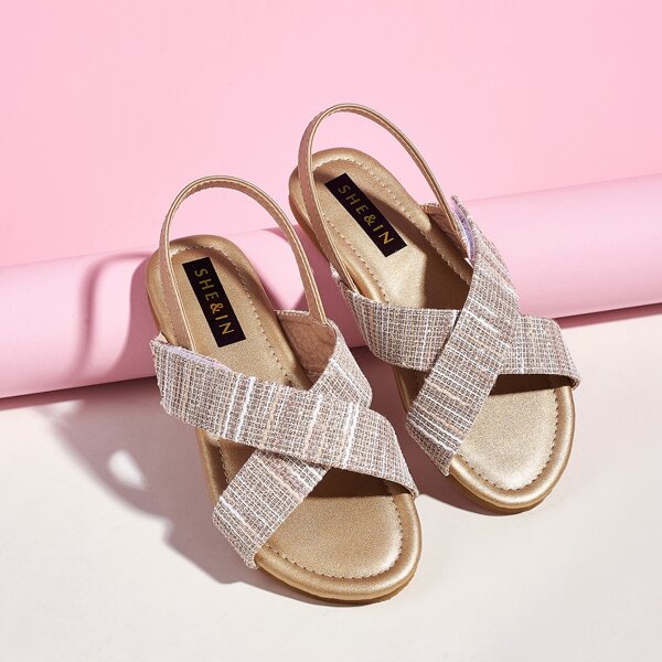 

Toddler Girls Cross Strap Slingback Sandals, Gold