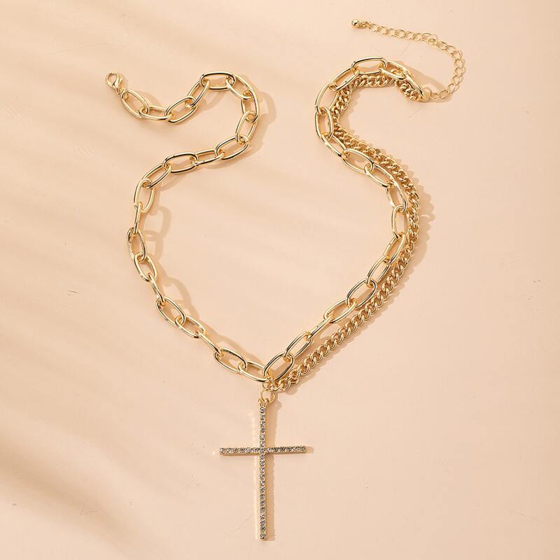 

Cross Charm Necklace, Gold