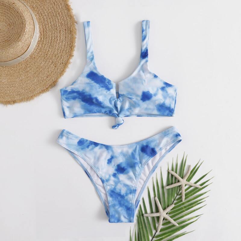 

Tie Dye Knot Bikini Swimsuit, Blue
