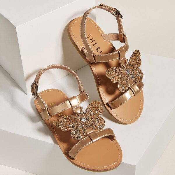 

Toddler Girls Butterfly Appliques Sandals, Gold