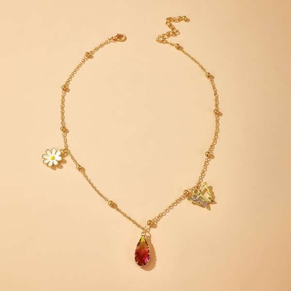

Gemstone Decor Necklace, Gold