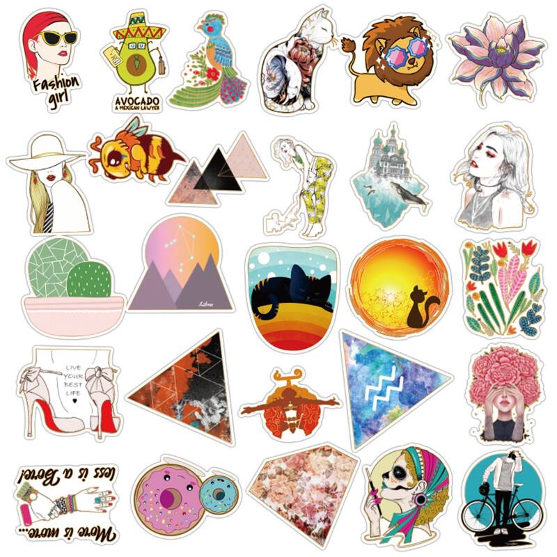 

32pcs Mixed Pattern Sticker, Multicolor
