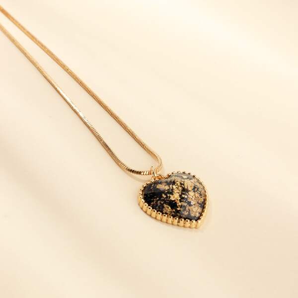 

Heart Charm Necklace, Black
