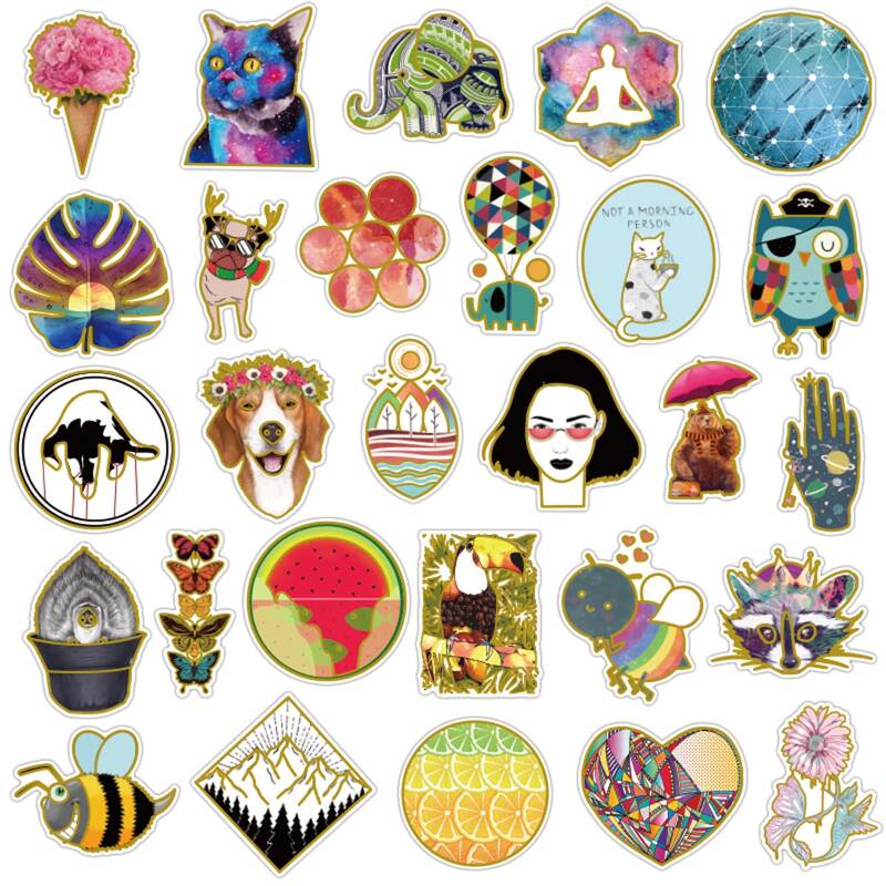 

34pcs Cartoon Sticker, Multicolor