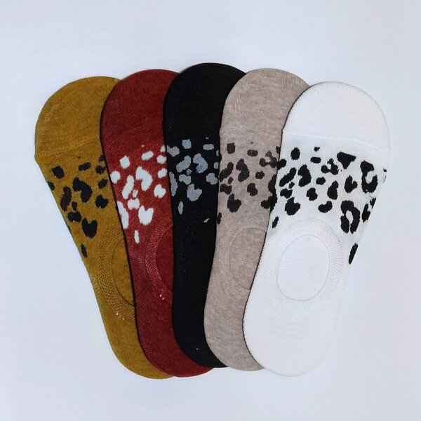 

Leopard Pattern Socks, White