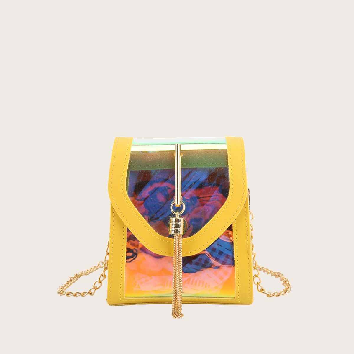

Metallic Tassel Crossbody Bag, Yellow