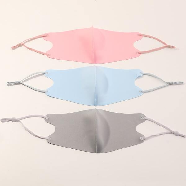 

3pcs Plain Face Masks, Multicolor