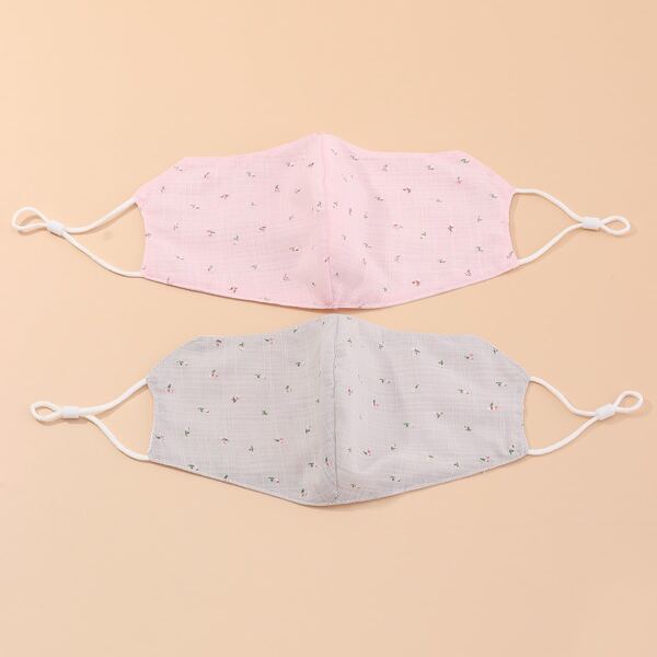 

2pcs Floral Pattern Face Masks, Multicolor