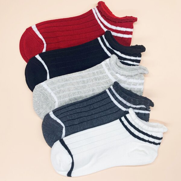 

5pairs Striped Pattern Socks, Multicolor