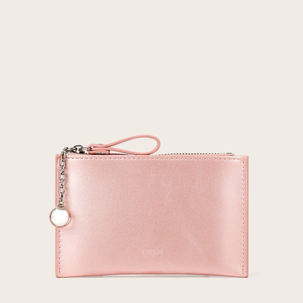 

Faux Pearl Charm Purse With Wristlet, Pink
