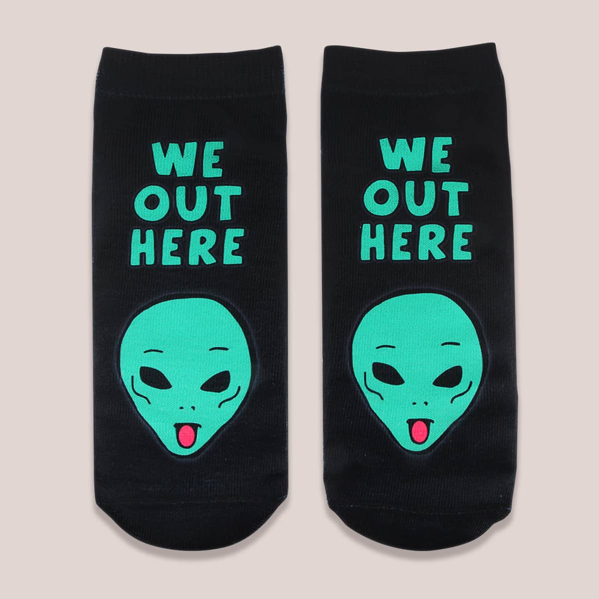 

Alien Pattern Socks, Black