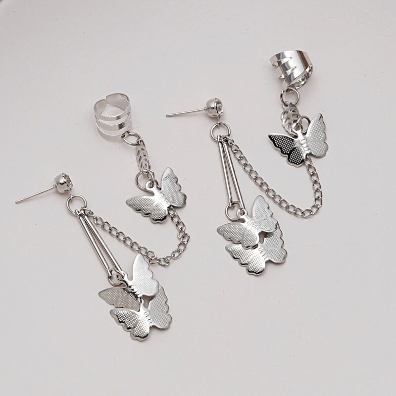 

Butterfly Tassel Decor Ear Cuff, Silver